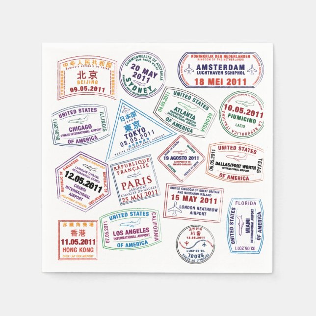 Skriv ut passet Frimärke Mönster Pappersservett (Framsidan)