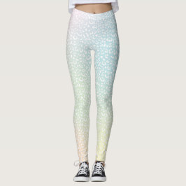 Skriv ut pastellövertoning för vitt leopard leggings