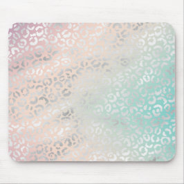 Skriv ut Peach Aqua Tie Dye Silver Leopard Skriv u Musmatta