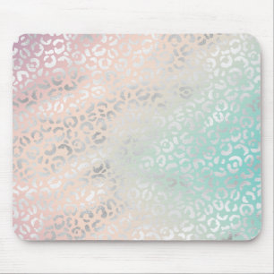 Skriv ut Peach Aqua Tie Dye Silver Leopard Skriv u Musmatta