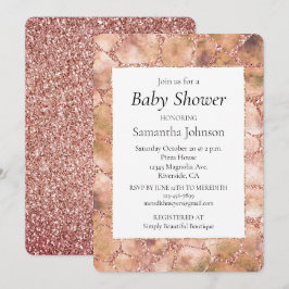 Skriv ut Peach Ro Glitter Giraffe Inbjudningar