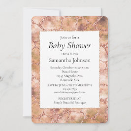 Skriv ut Peach Ro Glitter Giraffe Inbjudningar