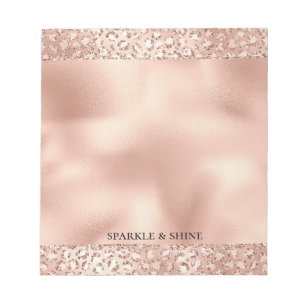 Skriv ut Peach Ro Guld Rosa Glitz Leopard Anteckningsblock