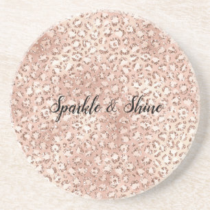 Skriv ut Peach Ro Guld Rosa Glitz Leopard Underlägg