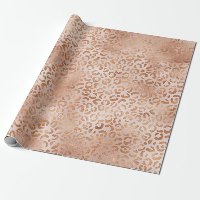 Skriv ut Peach Ro Leopard Presentpapper (Utrullad)