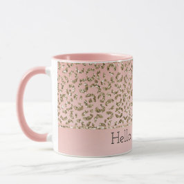 Skriv ut Peach  Rosa Glitter Guld Leopard    Mugg