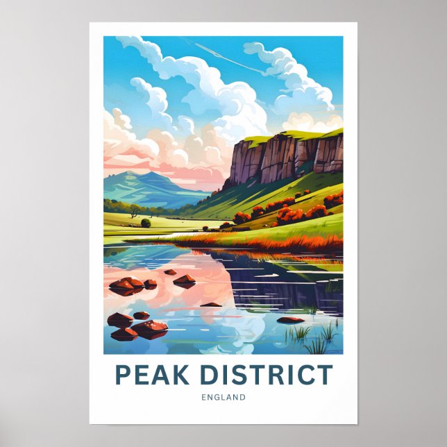 Skriv ut Peak District England Travel Poster (Framsidan)