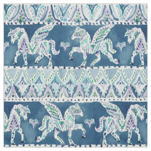 Skriv ut PEGASUS PARAD Navy Boho Tyg