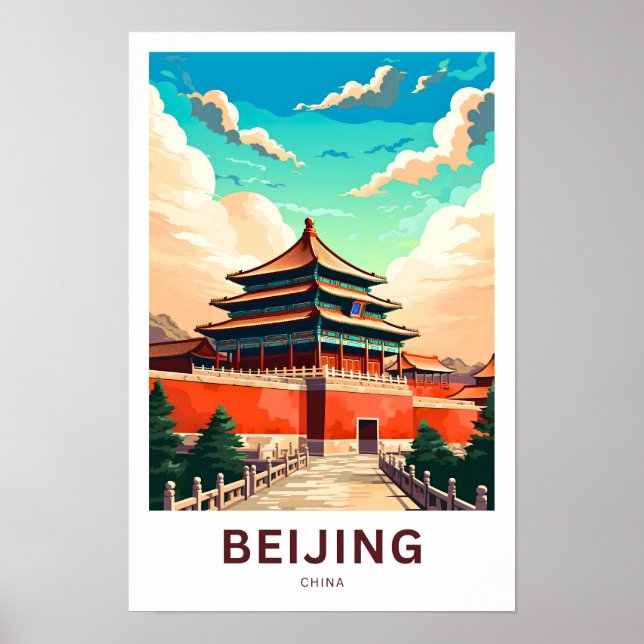 Skriv ut Pekings China Travel Poster (Framsidan)