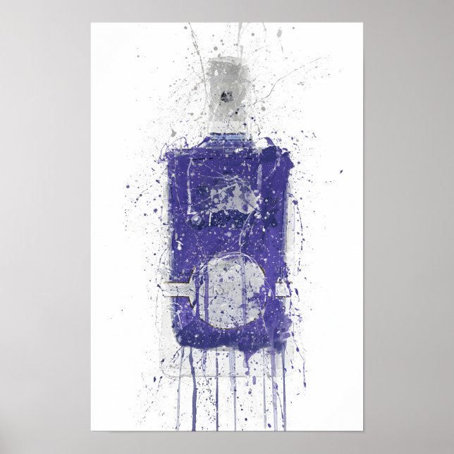 Skriv ut "periwinkle" för Gin Flaska Wall Art Poster (Framsidan)
