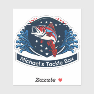 Skriv ut personlig fiskeutrustning med denna patri klistermärken