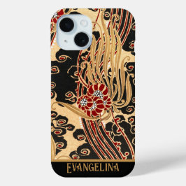 Skriv ut personlig Guld & Black Blommigt Art nouve