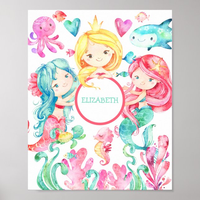Skriv ut Personligen för sjöjungfru under Havet Poster (Framsidan)