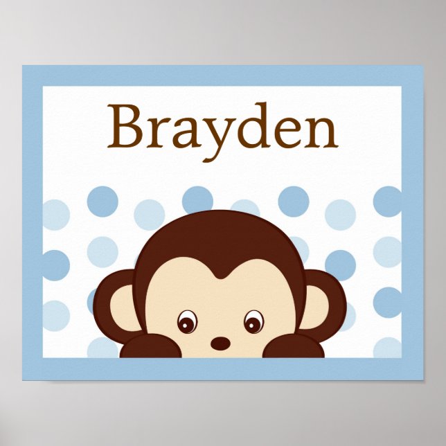 Skriv ut Personligen Namn mod Monkey Dots Poster (Framsidan)