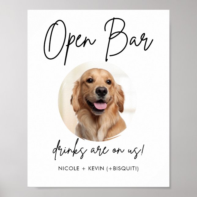Skriv ut Pet Bröllop Open Pub Drinks Sign Poster (Framsidan)