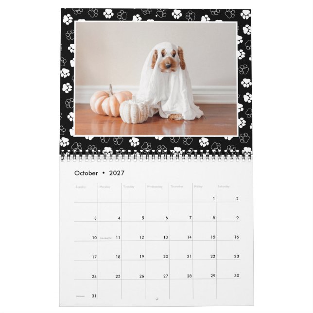 Skriv ut Pet-foto för Ram i cute Paw Kalender (Oct 2027)