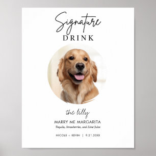 Skriv ut Pet Hund Bröllop Namnteckning Drinks-teck Poster