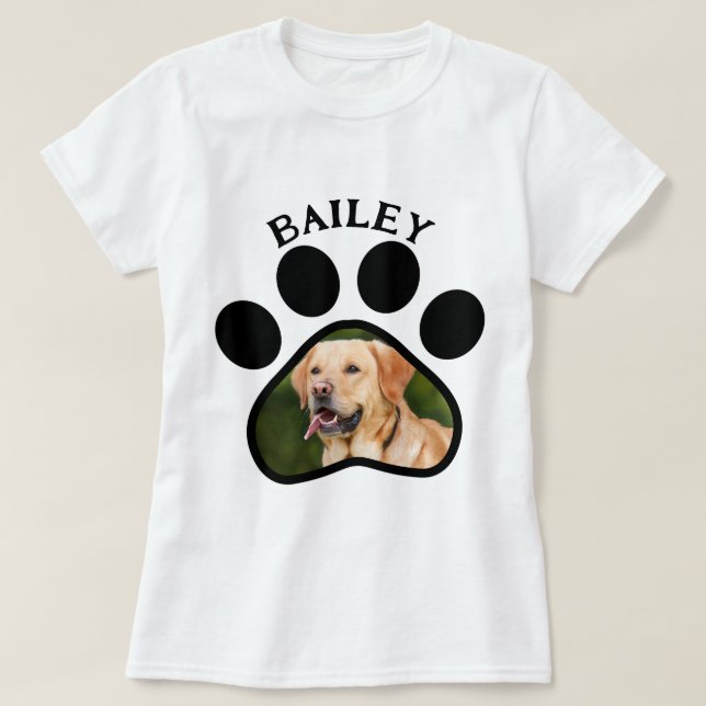 Skriv ut Pet Hund eller Cat Photo Paw T Shirt (Design framsida)