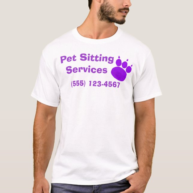 Skriv ut Pet Sitta Services Paw Tee Shirt (Framsida)