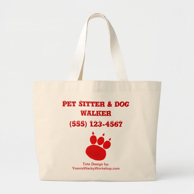 Skriv ut Pet Sitter & Dog Walker Paw Jumbo Tygkasse (Framsidan)
