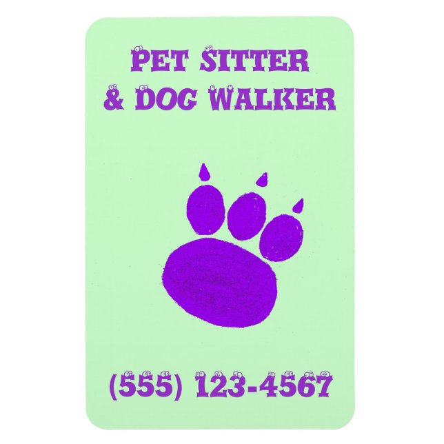 Skriv ut Pet Sitter & Dog Walker Paw Magnet (Vertikal)