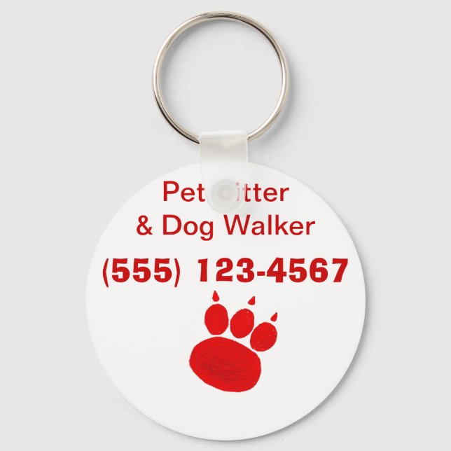 Skriv ut Pet Sitter & Dog Walker Paw Nyckelring (Framsida)