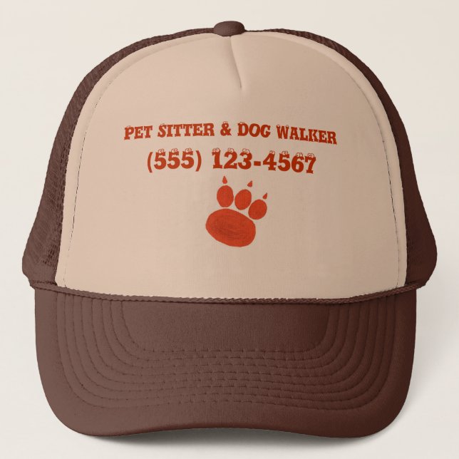 Skriv ut Pet Sitter & Dog Walker Paw Truckerkeps (Framsida)