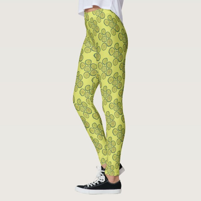 Skriv ut Pickle Chip Grönt  Kosher Dill Pickle Pic Leggings (Vänster)