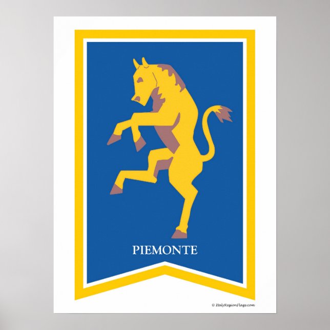 Skriv ut Piemonte Italien Regional Vapensköld Art  Poster (Framsidan)