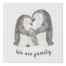 Skriv ut Pingguin-familjen Faux Wrapped Canvas