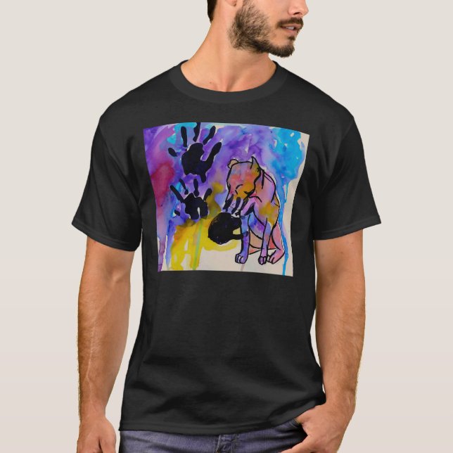 Skriv ut Pit Bull Hand T Shirt (Framsida)
