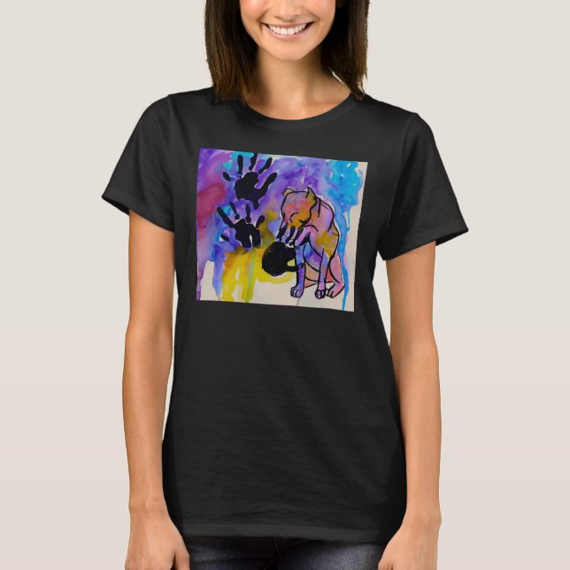 Skriv ut Pit Bull Hand T Shirt (Framsida)
