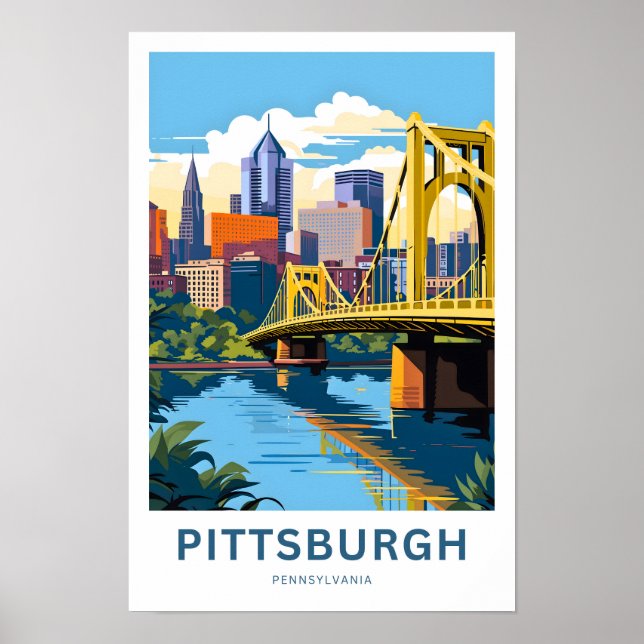 Skriv ut Pittsburgh Pennsylvania Travel Poster (Framsidan)