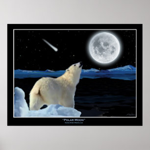 Skriv ut Polarna "POLAR MÅNE" Bear and Måne Art Pr Poster