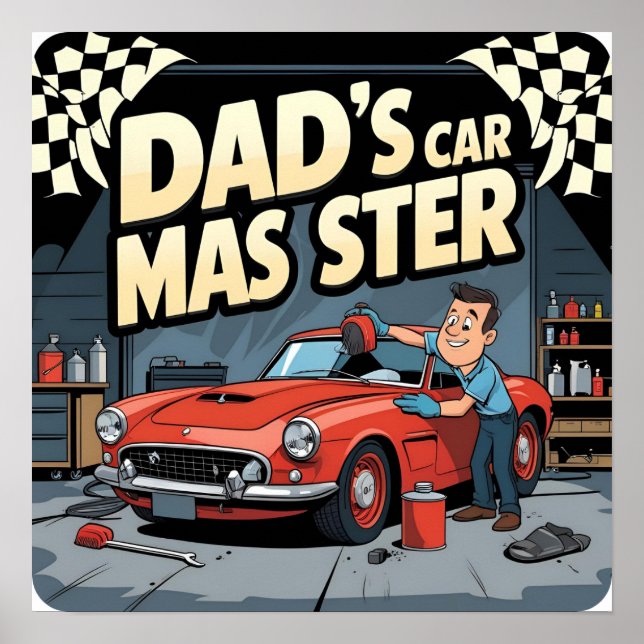 Skriv ut Poster för Pappa Retro Digital  på bilpar (Framsidan)