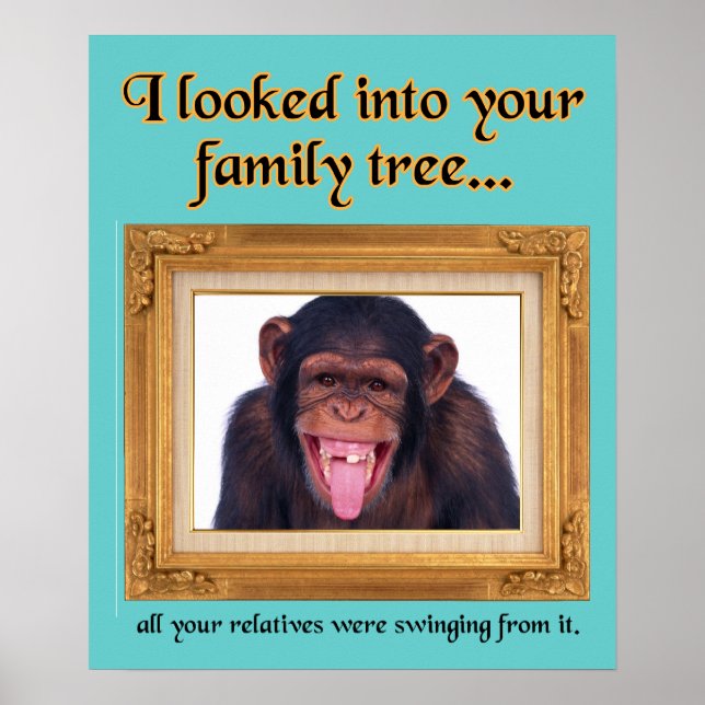 Skriv ut Poster Humor med Träd i Family Monkey Fun (Framsidan)