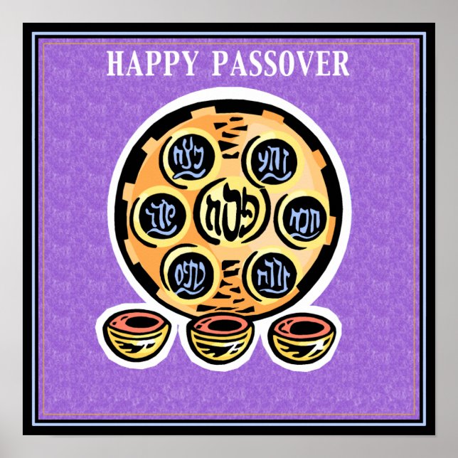 Skriv ut/Poster "Lycklig Pesach" Poster (Framsidan)