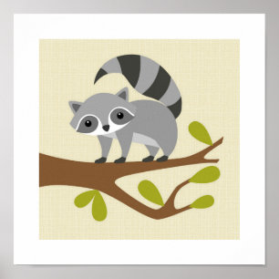 Skriv ut Poster Retro Racoon