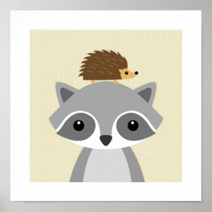 Skriv ut Poster Retro Racoon