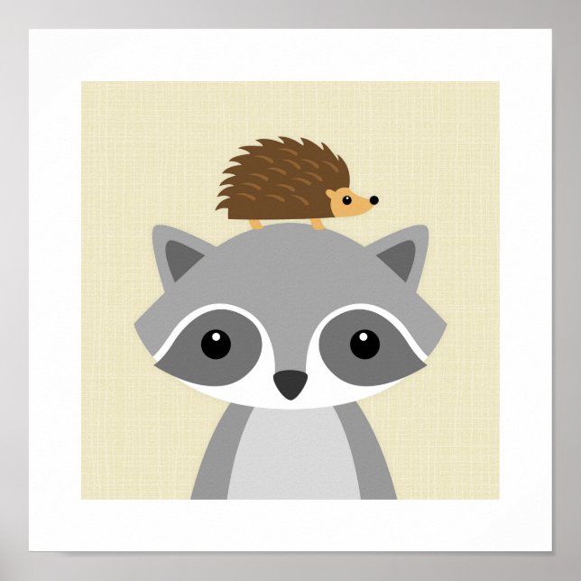 Skriv ut Poster Retro Racoon (Framsidan)