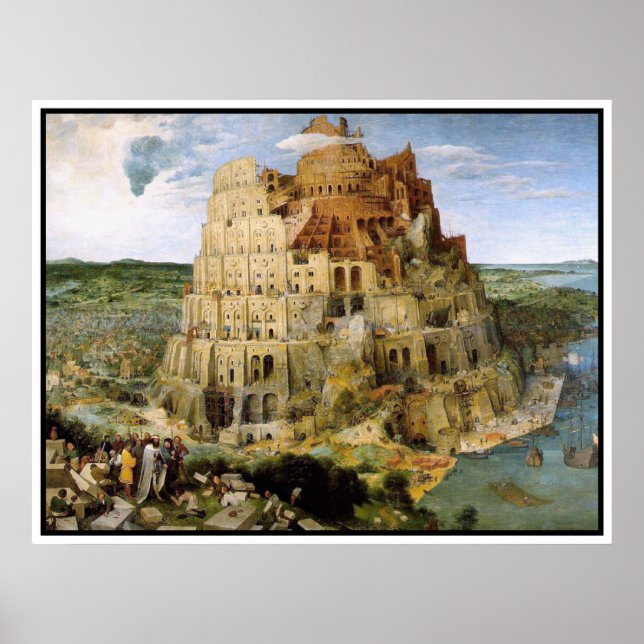 Skriv ut/Poster: Torn i Babel - Peter Bruegel Poster (Framsidan)