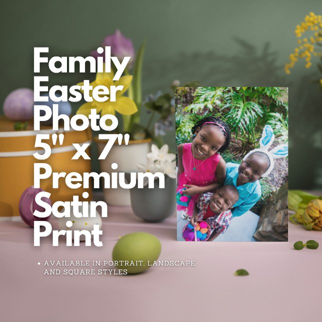 Skriv ut Premium Satin-utskrift för Family Påsk Ph Fototryck (Family Easter Photo 5" x 7" Premium Satin Print
Available in portrait, landscape, and square styles)