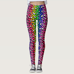 Skriv ut Pridet Punk Sten Rainbow Leopard för HBT- Leggings