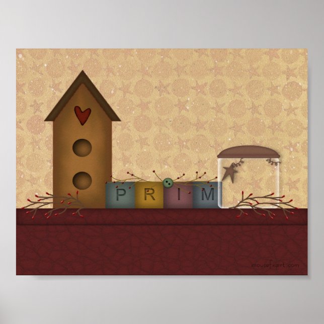 Skriv ut primitiv Land Shelf Poster (Framsidan)