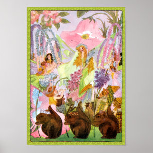 Skriv ut princess Butterfly Fairy Flowers Poster