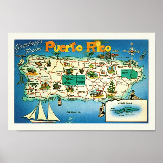 Skriv ut Puerto Rico Vieques Islands Poster (Framsidan)