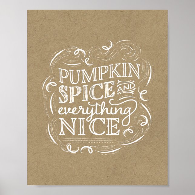 Skriv ut Pumpkin Spice Fall Thanksgiving Art Poster (Framsidan)