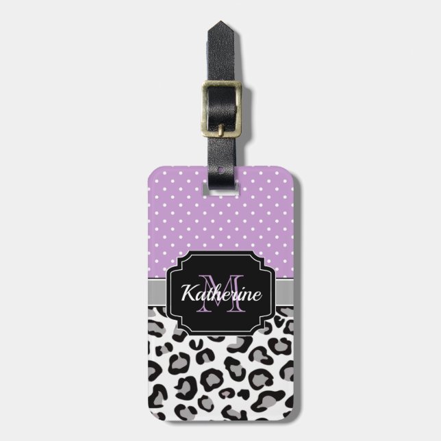 Skriv ut punkter och leopard bagagebricka (Vertikal Framsida)