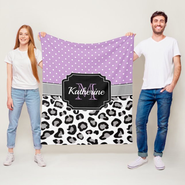 Skriv ut punkter och leopard fleecefilt (På plats)