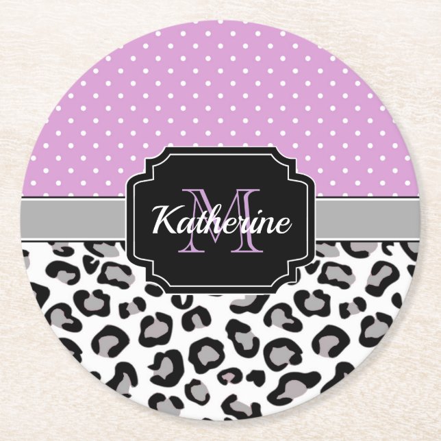 Skriv ut punkter och leopard underlägg papper rund (Framsidan)